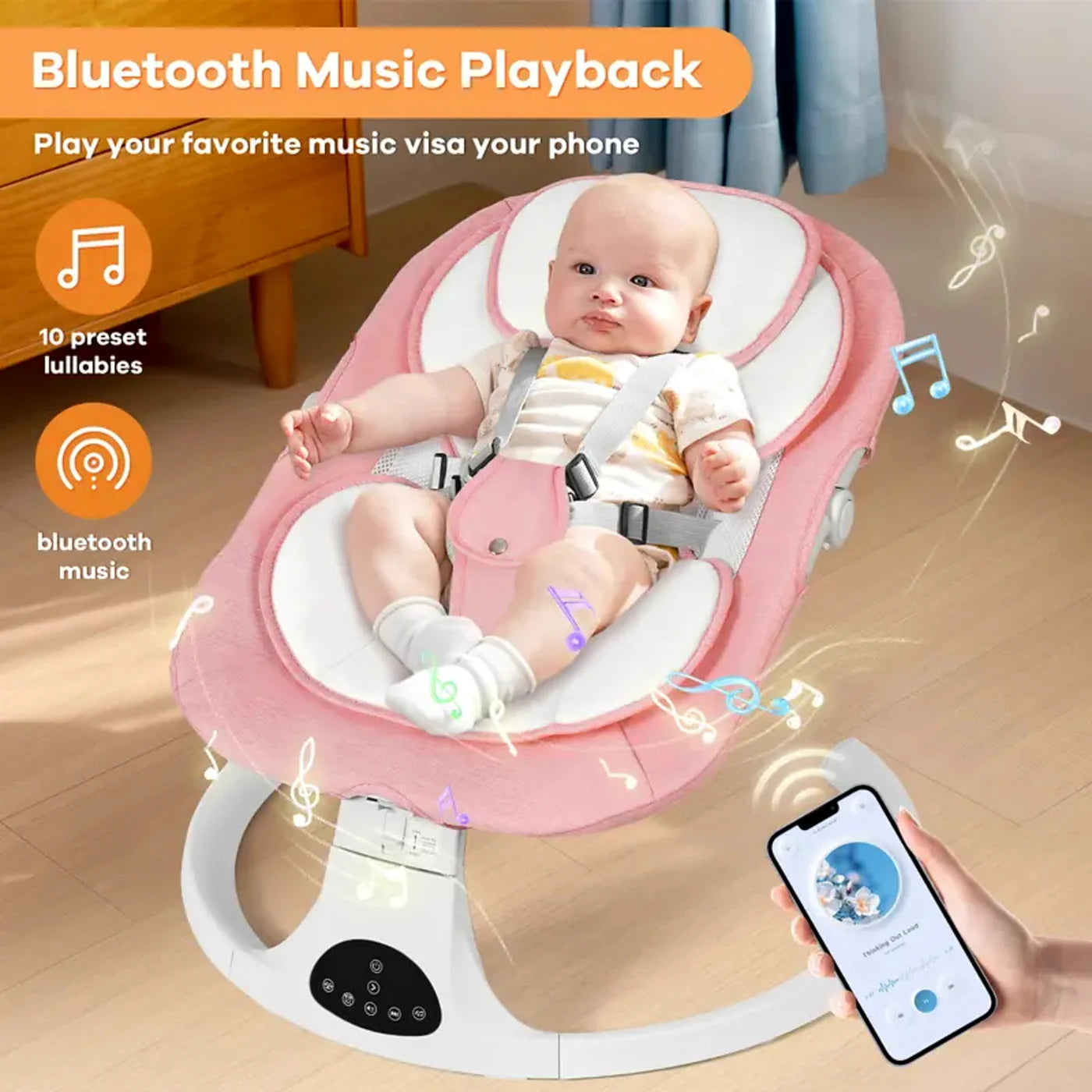 [FAST SALE] Baby Electric Bouncer Swing with 5 Speeds, Bluetooth Music, Remote Control & Adjustable Backrest