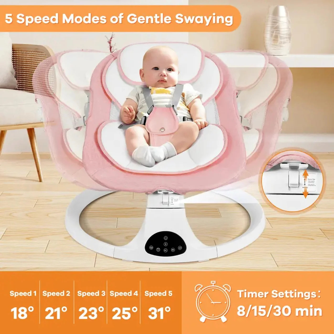[FAST SALE] Baby Electric Bouncer Swing with 5 Speeds, Bluetooth Music, Remote Control & Adjustable Backrest